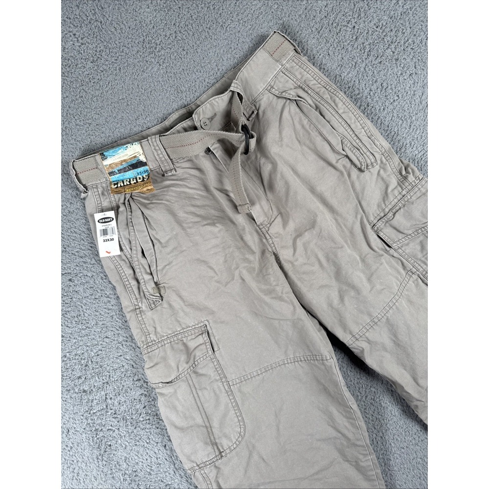 NEW Old Navy regular fit‎ belted durable canvas cargo pants Mens 33x30 NWT